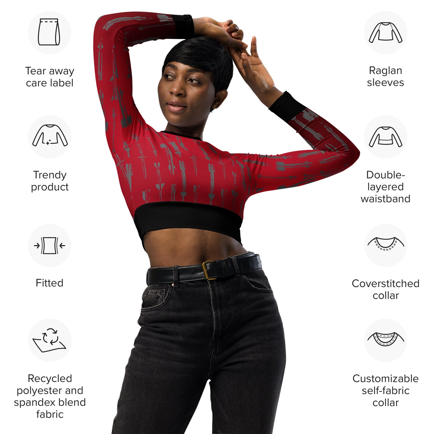 Raining Bombs - long-sleeve crop top