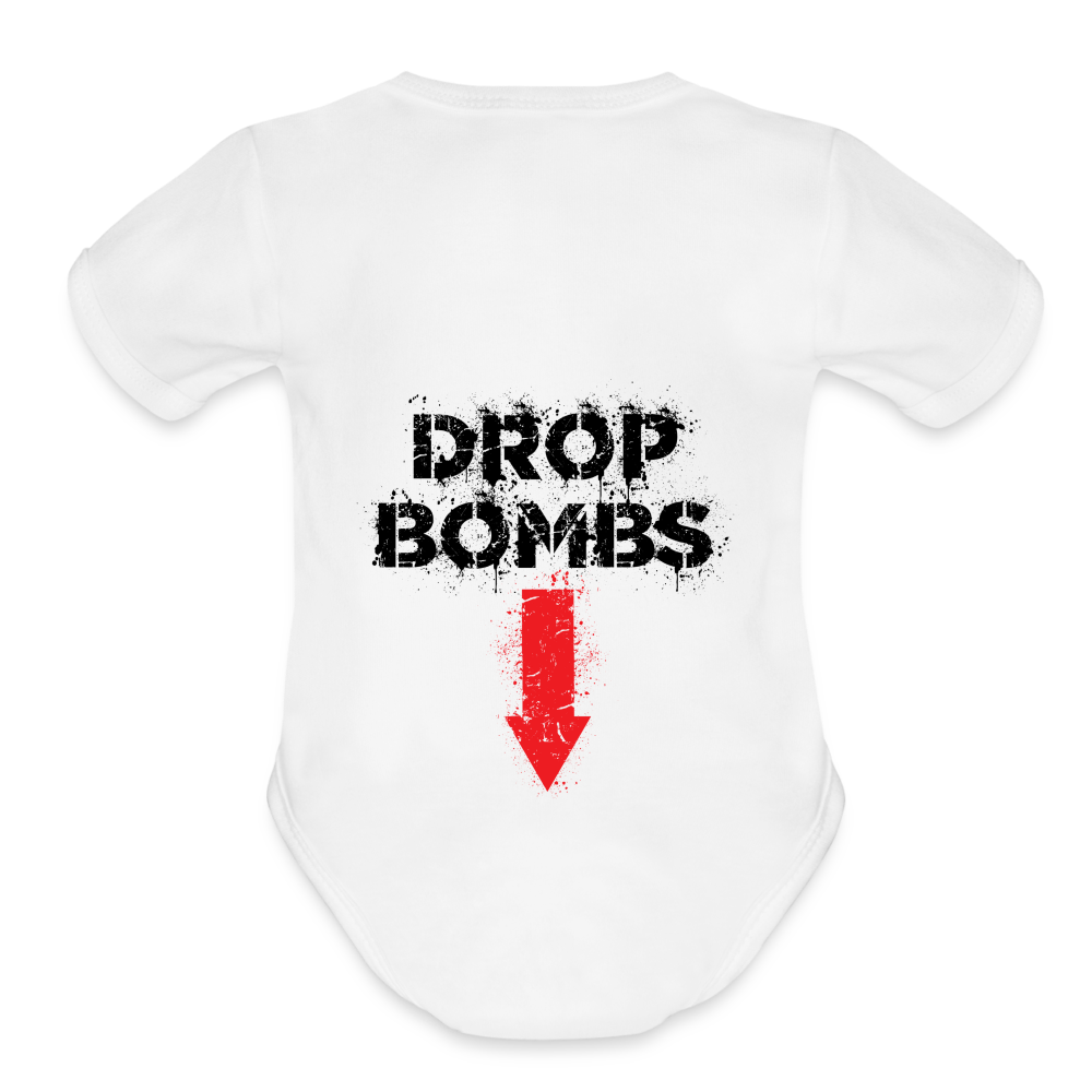 Drop Bombs - Organic Short Sleeve Baby Bodysuit - white