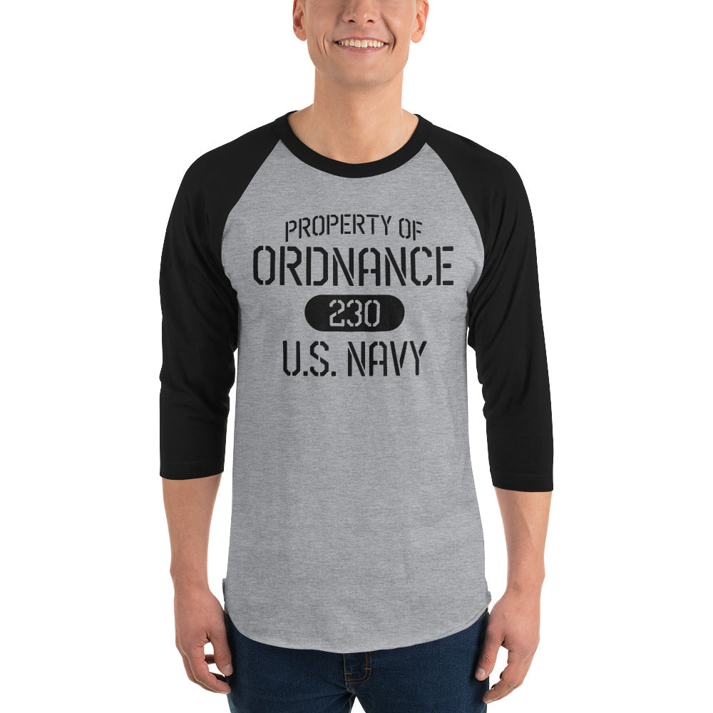 Property of Ordnsance - Navy - 3/4 sleeve raglan shirt