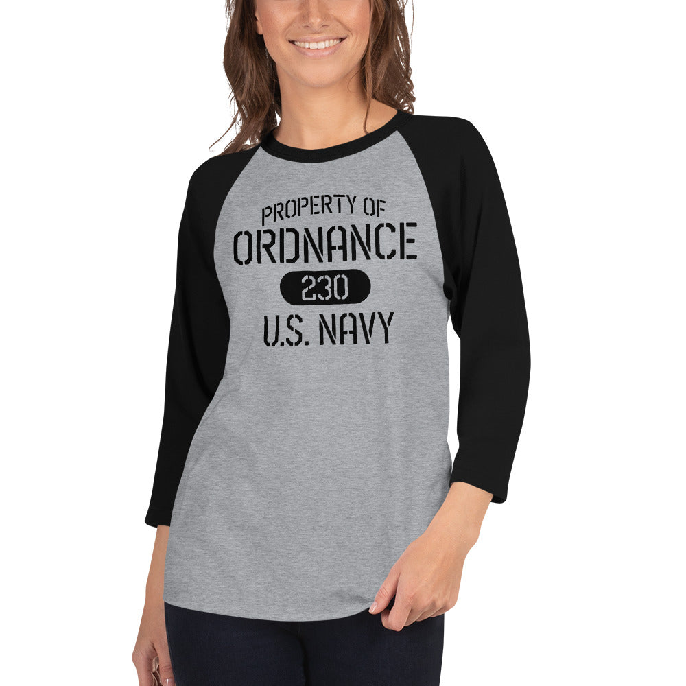 Property of Ordnsance - Navy - 3/4 sleeve raglan shirt