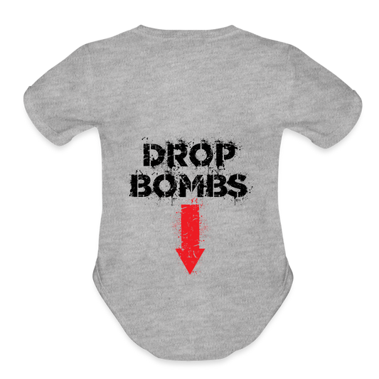 Drop Bombs - Organic Short Sleeve Baby Bodysuit - heather grey