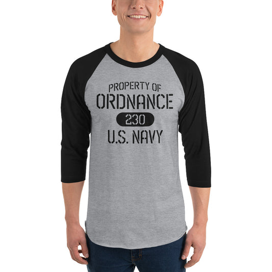 Property of Ordnsance - Navy - 3/4 sleeve raglan shirt